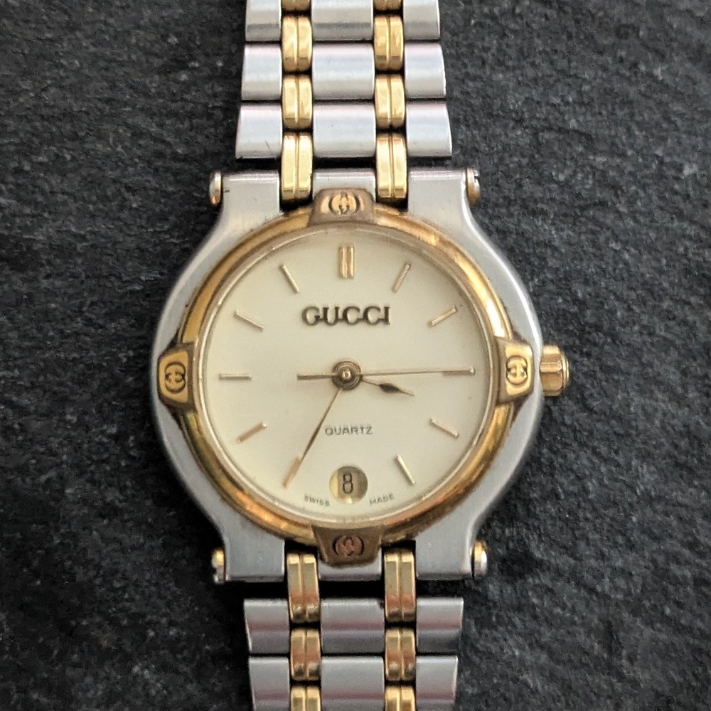 Gucci Vintage 9000L Two-Tone Gold & Silver Round Dial Quartz Watch